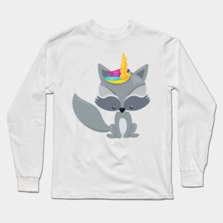 Unicorn Raccoon, Cute Raccoon, Little Raccoon Long Sleeve T-Shirt